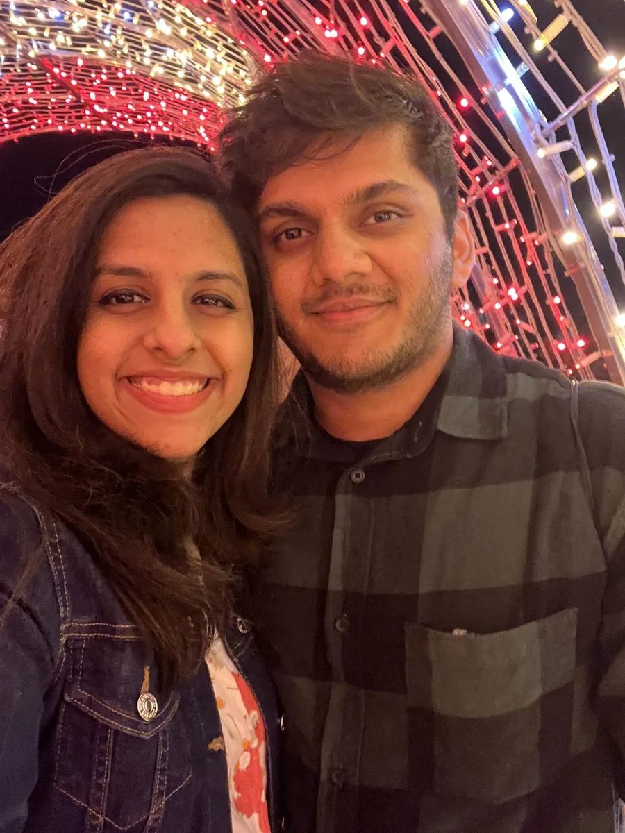 Harini and Chinmay under the festival lights