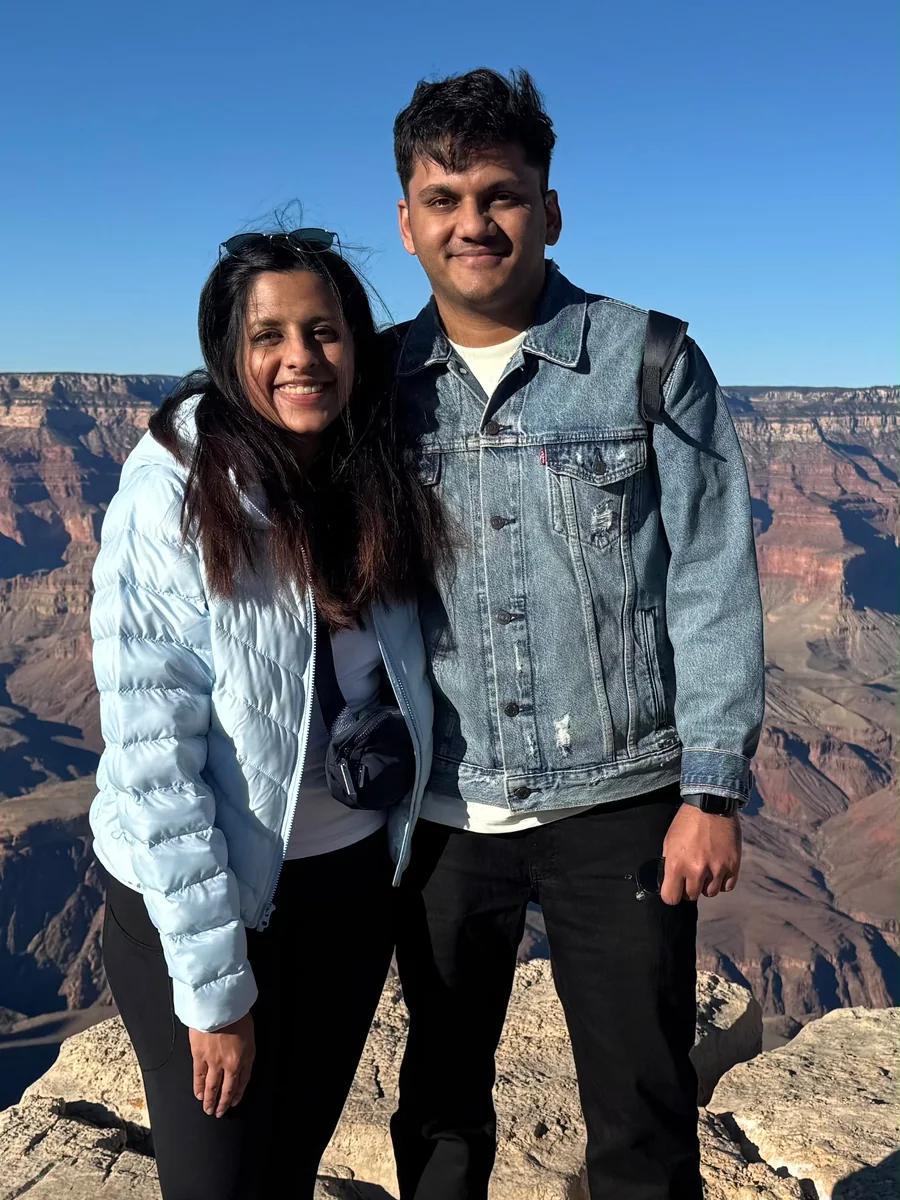 Harini and Chinmay at the Grand Canyon